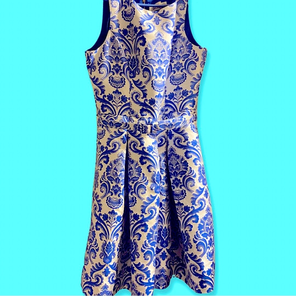 Eliza J Blue and White Flare Midi Dress Size 14 NWOT No rips, tears, or stains